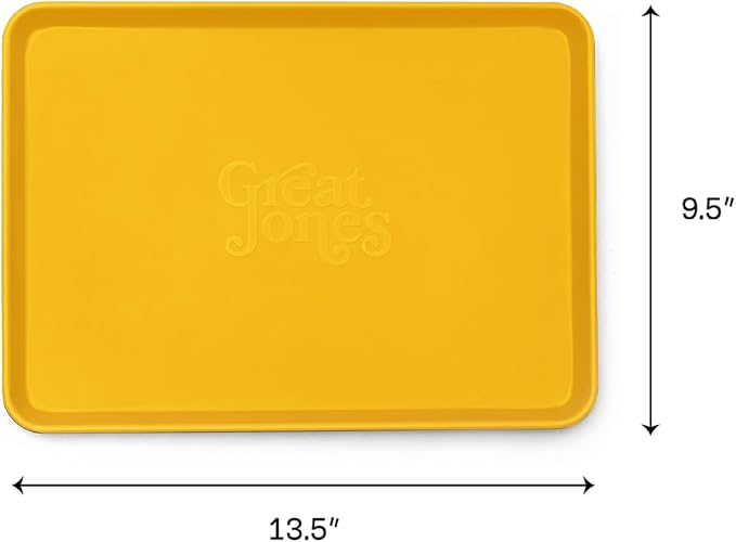 Great Jones Little Sheet Pan (Mustard) & Little Chill Rack (Pepper) | 13.5 x 9.5 Heavy-Duty Nonstick Pan & Cooling Rack | Baking Tray & Wire Rack for Cooking, Baking, Roasting | Oven & Dishwasher Safe