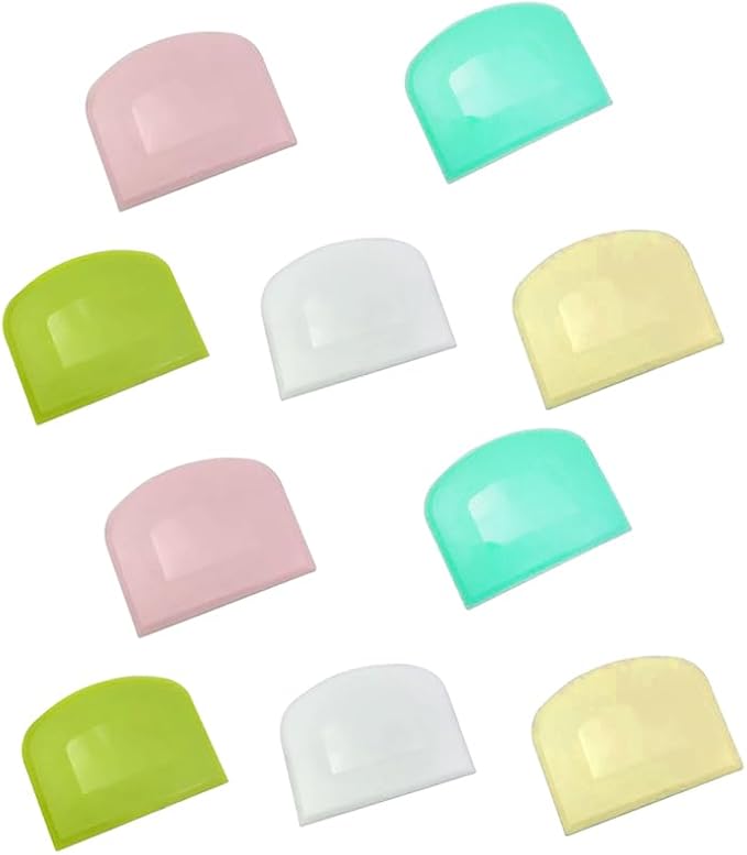 10Pcs Dough Scraper Plastic Bench Scraper for for Baking, Bread Dough, Pizza, Cake Decorating and Kitchen Use (Multi-Color)