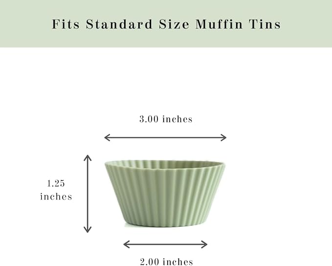 The Silicone Kitchen Reusable Silicone Baking Cup Silicone Muffin Liners for Cupcakes, BPA Free, Regular, 12 Pack, White Blue Green