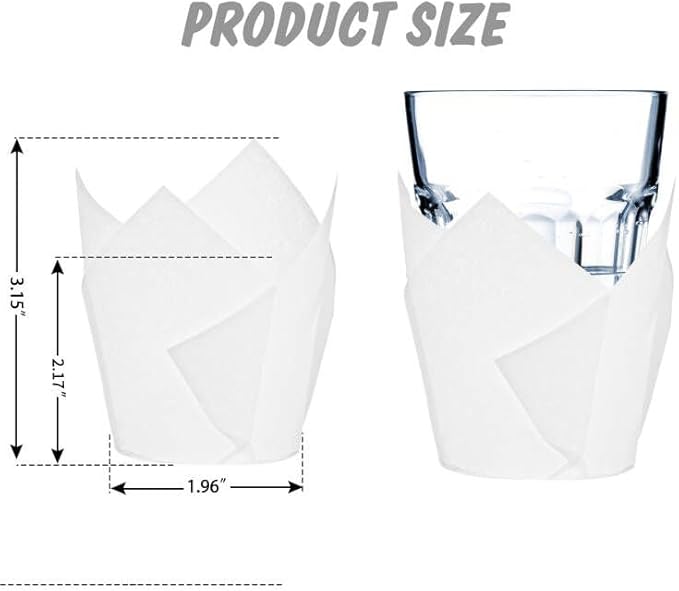 200Pcs Tulip Cupcake Liners Muffin Baking Liners Holders Premium Baking Cups Cupcake Wrappers Christmas Cupcake Lliners for Weddings, Birthdays, Anniversaries, and Special Occasions（White）