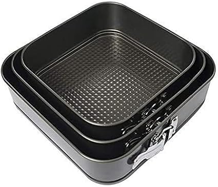 Kitchen Tool Cake Baking Supplies Non-stick Removable Bottom Springform Cake Pan Tin Baking Mold Square Shaped Leak proof and high temperature resistantCake Pans Set of 3 (Square)