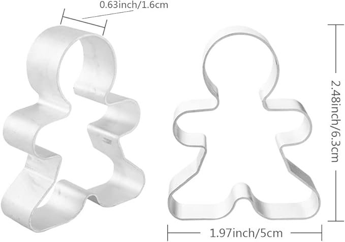 8 Counts Gingerbread Metal Cookie Cutter Small Christmas Gingerbread Man Shaped Decorative Cookie Cutters Set