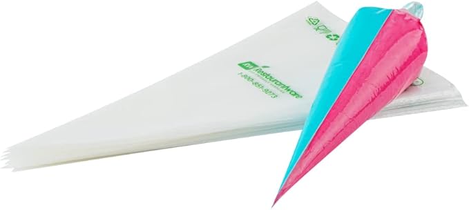 Restaurantware Pastry Tek 17.7 x 9.5 Inch Two-Color Icing Bags 100 Thick Multi-Color Piping Bags - Sustainable For Icing Frosting & Buttercream Clear Plastic Disposable Piping Bags For Cakes