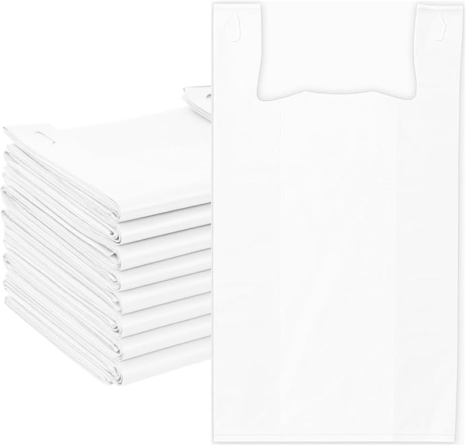 ASSUREPAK White Unprinted HDPE T-Shirt Bags - 1000 Units - 1/6 BBL 11.5"X6"X21" -13 microns - White - Perfect for Groceries, Shopping, Boutique Bags and Retail Stores - LOOP-WHITE-EO