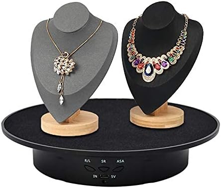 JAYEGT Motorized Rotating Display Stand, 7.87inch /17.6lbs Load, 360 Degree Electric Rotating Turntable for Photography Products, Jewelry, 3D Model ,with 5 Colors Backgrounds- Black