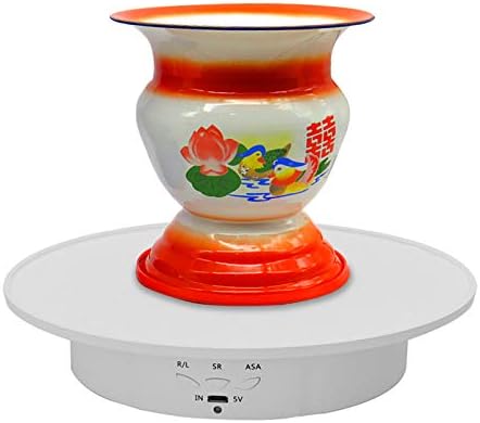 JAYEGT Motorized Rotating Display Stand, 7.87inch /17.6lbs Load, 360 Degree Electric Rotating Turntable for Photography Products, Jewelry, 3D Model ,with 5 Colors Backgrounds -- White