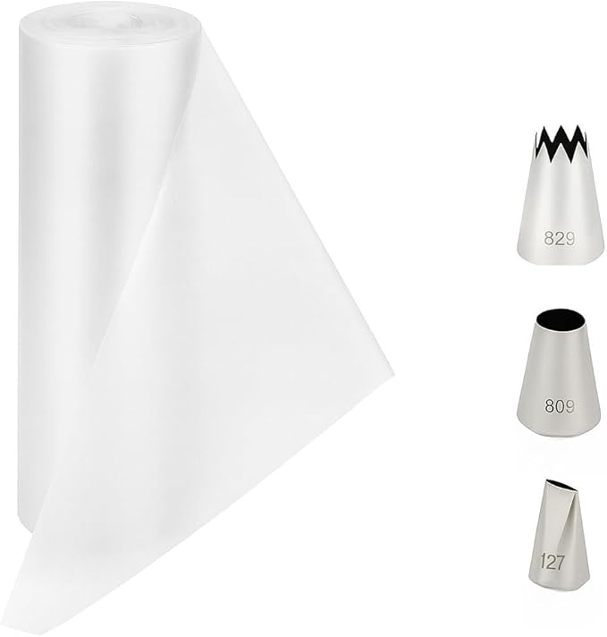 Extra Large 21 Inch piping bags and tips set (3 Nozzles) – 100 Pack Heavy Duty Disposable Pastry Bags, Non-Slip Icing Bags for Baking & Frosting