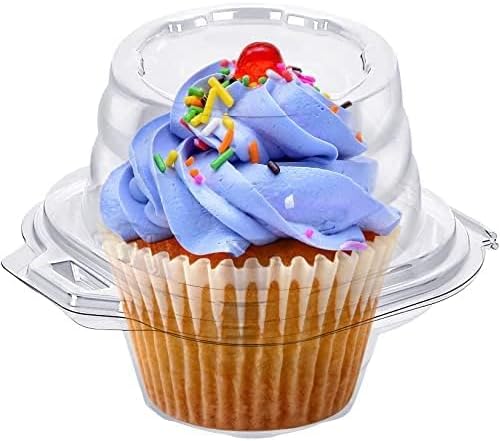 Cupcake Boxes Individual Cupcake Containers, 150 Packs Regular Single Cupcake Holder High Topping for Muffins, Thicker Stackable Plastic Cupcake Carrier for Party (150 pack)