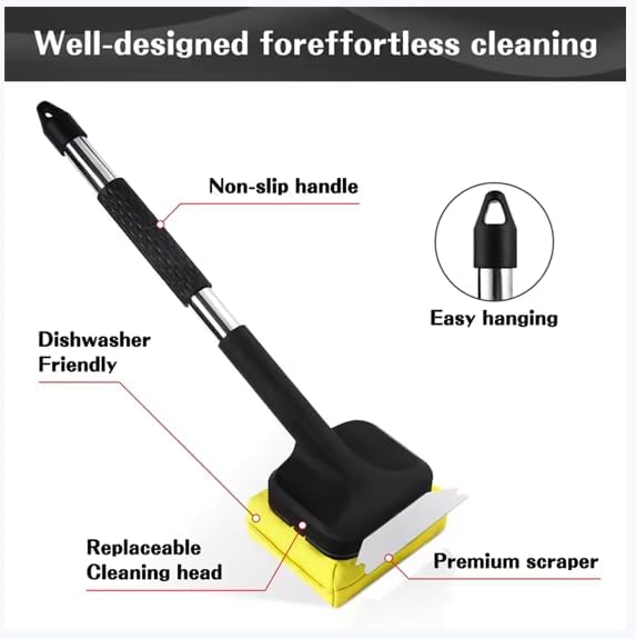 BBQ Grill Brush Bristle Free - Safe Reinforced Barbecue Cleaning Tools Scraper with Replaceable Head Cleaner - Gifts for Men/Dad(Yellow)