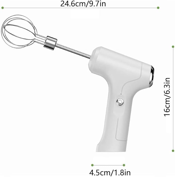 SEIWEI Electric Handheld Mixer with 2 Stirring Rods Household Electric Egg Beater 3 Speed Modes for Whipping Mixing Pudding Cookies Cakes Batters USB Rechargeable