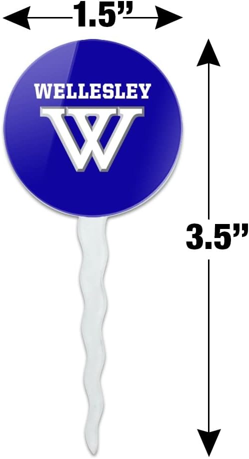 Wellesley College Primary Logo Cupcake Picks Toppers Decoration Set of 6