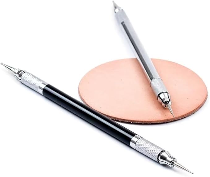 citian Dual Tipped Leather Craft Stylus with 8 Replaceable Ballpoint Heads (0.6-3mm), for Embossing, Carving & Modeling, Spoon & Pen Ends