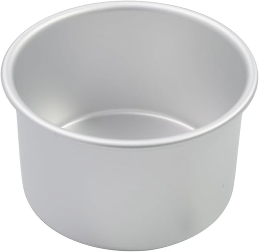 Aluminum smash cake 6×4 inch round Cake Pan,anodized aluminum cake pans,layer cake pan, baking pan For birthday cake, party Silver (6×4 round Cake Pan)