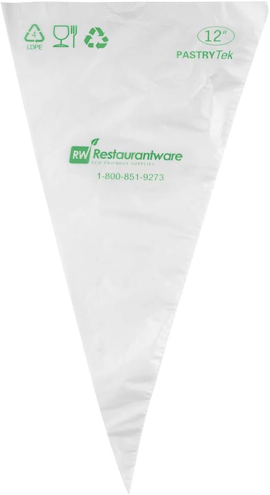 Restaurantware-Pastry Tek 12.2 Inch Piping Bags, 100 For Icing Pastry Bags - Disposable, Food Grade, Clear Plastic Decorating Bag, Non Slip, For Frosting Cupcakes, Cakes, And Pies