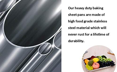 Baking Cookie Sheets Pan,Jelly-Roll Pans Roasting Pan,Stainless Steel Baking Pans Tray Cookie Sheet,Nonstick Toaster Oven Baking Sheet Pans, Easy Clean & Dishwasher Safe (12'' x 9.64'')