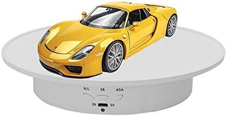 JAYEGT Motorized Rotating Display Stand, 7.87inch /17.6lbs Load, 360 Degree Electric Rotating Turntable for Photography Products, Jewelry, 3D Model ,with 5 Colors Backgrounds -- White