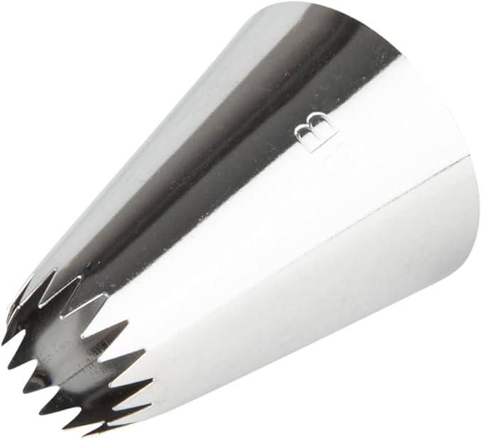 Restaurantware Pastry Tek Piping Tip 1 Open Star Decorating Tip - #8B Dent-Resistant Stainless Steel Icing Tip Dishwasher-Safe Decorate Cupcakes Cakes or Cookies (Pack of 2)