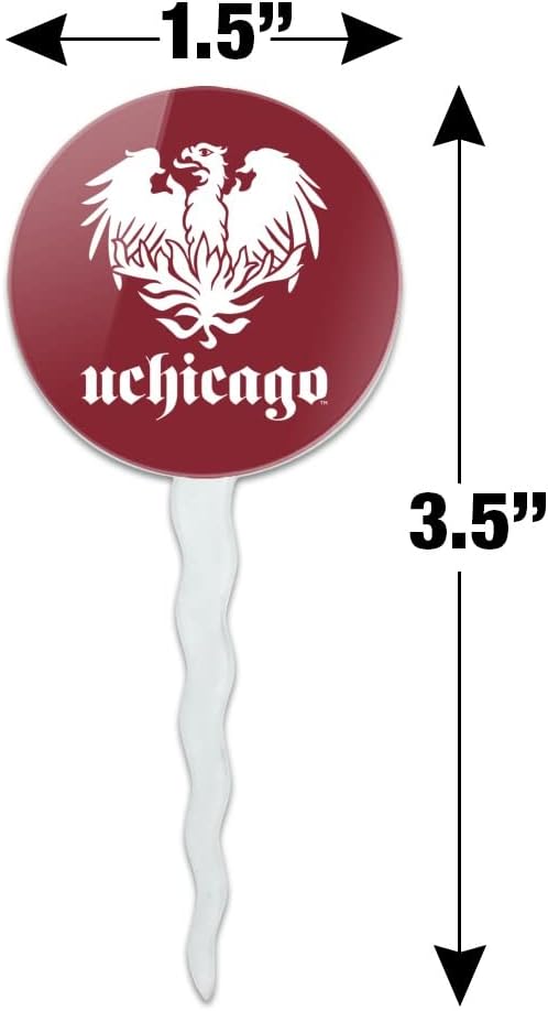University of Chicago Primary Logo Cupcake Picks Toppers Decoration Set of 6