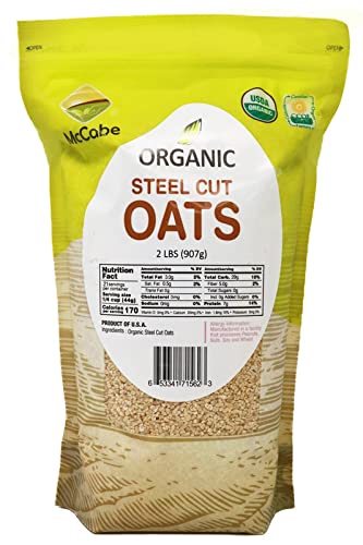 McCabe Organic Steel Cut Oats - Steel Cut Oats Organic | Rich with Fiber & Minerals | USDA and CCOF Certified | Product of USA | 2lbs