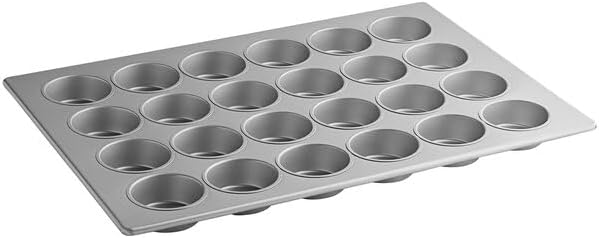 24-Cup Jumbo Muffin Pan, Aluminized Steel, Silicone Glazed, 18 x 26 Inch, 7 oz Capacity per Cup, Silver, Commercial Grade