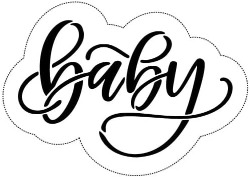 Cookie Cutter and Stencil Set Bundle Kit PYO Cookies Paint Your Own Diy Bakery Fondant Sugar Happy Birthday Wedding Baby Candle Kids Painting Coloring Pages Comb (Baby-2)