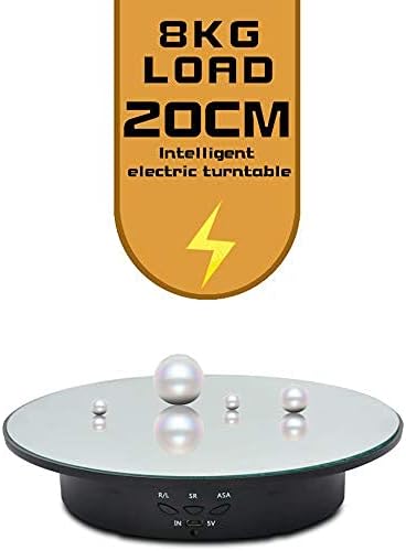 JAYEGT Motorized Rotating Display Stand, 7.87inch /17.6lbs Load, 360 Degree Electric Rotating Turntable for Photography Products, Jewelry, Cake,3D Model , Mirror Cover (White, 7.87inch/Button Control)