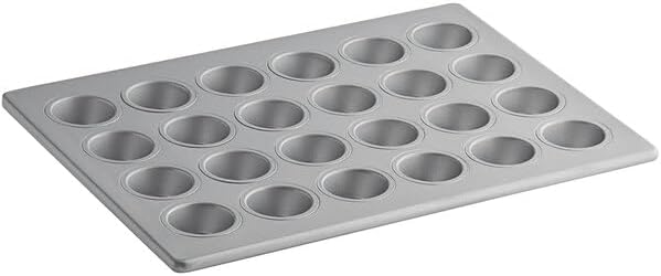 24-Cup Mini Muffin Pan,13 x 18 Inch, Aluminized Steel, Silver, Silicone Glazed, Commercial Cupcake Pan Bakeware with Heavy-Duty Rod