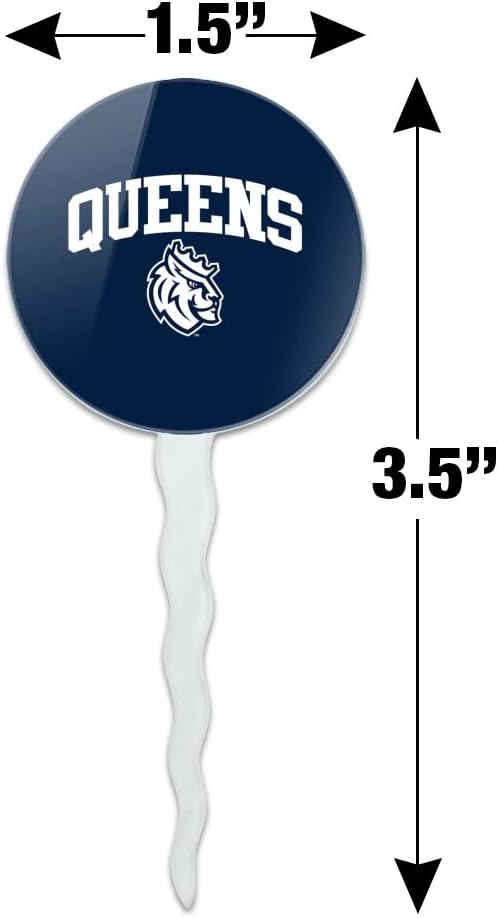 Queens University of Charlotte Primary Logo Cupcake Picks Toppers Decoration Set of 6
