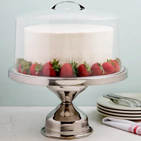 13" Stainless Steel Cake Stand | Round Cake Display for Weddings, Birthdays & Parties | Dessert Stand for Cakes, Muffins, Pastries, and Bread | 13-inch [1PK]