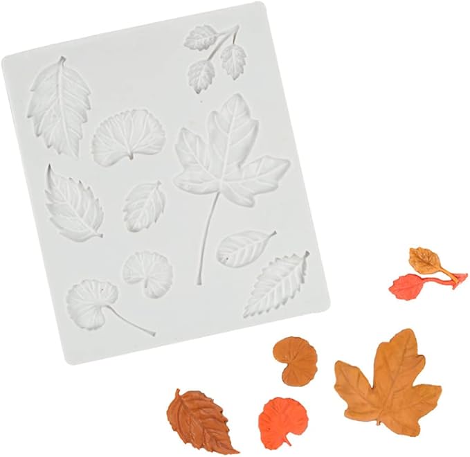 Leaf Silicone Mold Rose Flower Fondant Molds DIY Cake Decorating Tools Sugarcraft Candy Resin Clay Chocolate Gumpaste Moulds (6.08 x 5.28 x 0.24 inches)