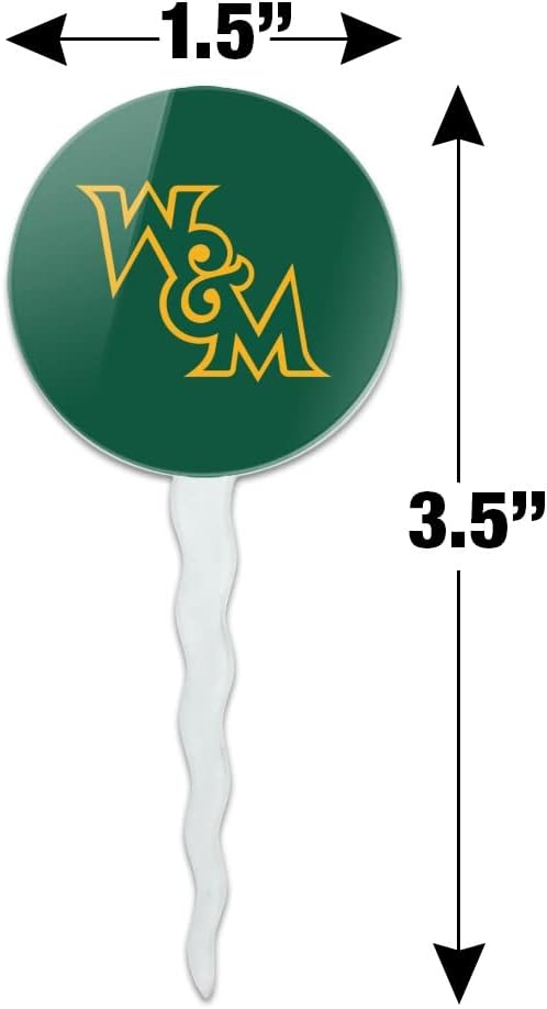 College of William & Mary Primary Logo Cupcake Picks Toppers Decoration Set of 6