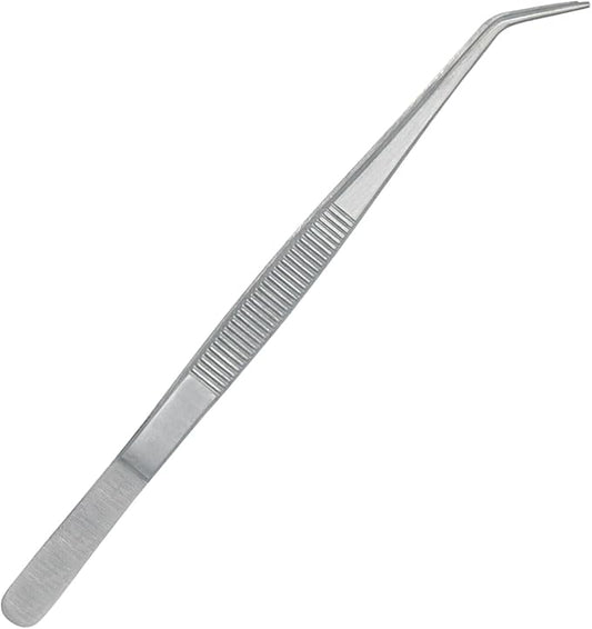 Stainless Steel Tweezers, with Curved Serrated Tip Multipurpose Tweezers Sewing Machine Tweezers Forceps for Craft Repairing (1)