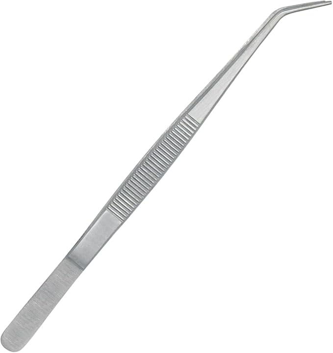Stainless Steel Tweezers, with Curved Serrated Tip Multipurpose Tweezers Sewing Machine Tweezers Forceps for Craft Repairing (3)