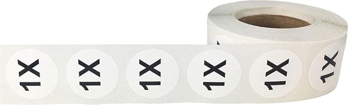 White Circle 1X Clothing Size Stickers - 3/4 Inch Round, 500 Adhesive Labels Per Roll for Retail Apparel, Clothing Organization, and Inventory - Made in The USA