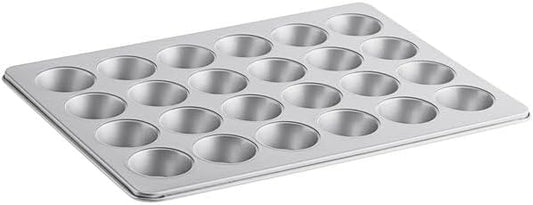 24-Cup Carbon Steel Muffin Pan, Non-Stick Silver Cupcake Baking Sheet, 21.5 x 15.5 Inch, 3.5 oz Capacity per Cup