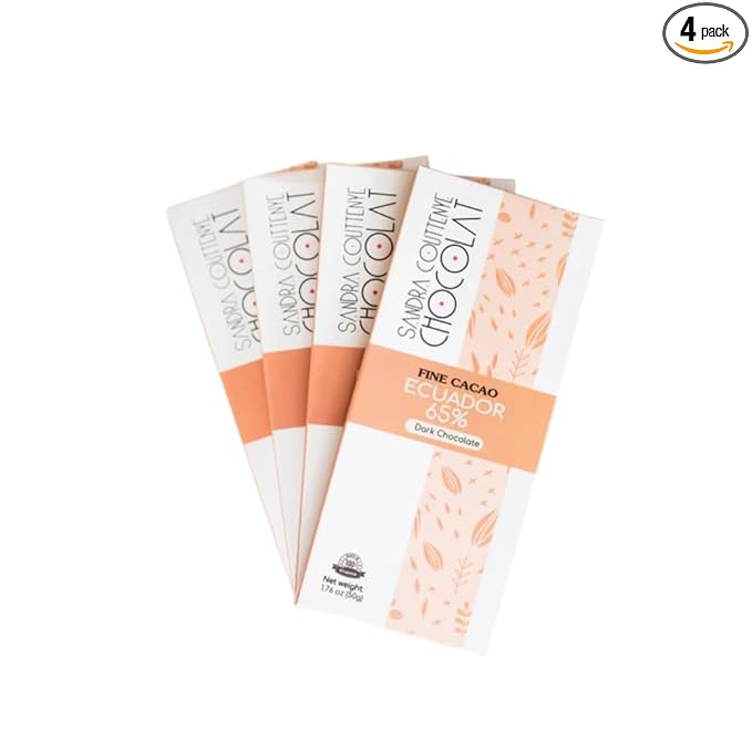 Fine Cacao Chocolate, 1.76 oz (Pack of 4) (Pack 4, Dark Chocolate 65%)