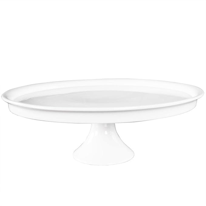 Porcelain Cake Stand, 13.7 Inch Round Dessert Stand, Cupcake Stand - Wedding and Birthday Decorative Cake Pedestal Stand - Dessert Display for Parties, Restaurants, Birthdays