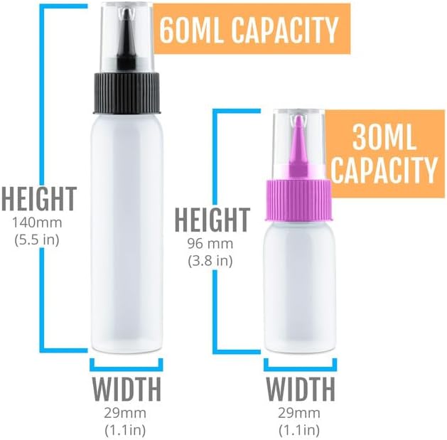 Free Hand Writer Bottles - 10 Easy Small Squeeze Bottles - 5 Each (1 and 2 Ounce) - Cookie Cutters, Cake and Baking Decoration, Food Coloring & Royal Icing Supplies for Writing (10 bottles)