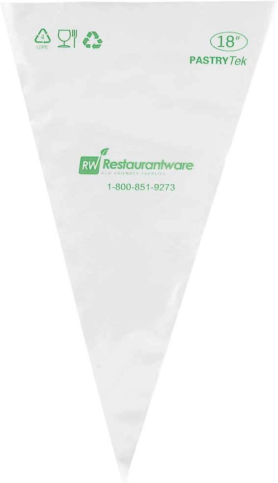 Restaurantware Pastry Tek 18 Inch Piping Bags 100 For Icing Pastry Bags - Disposable Food Grade Clear Plastic Decorating Bags Non Slip For Frosting Cupcakes Cakes And Pies