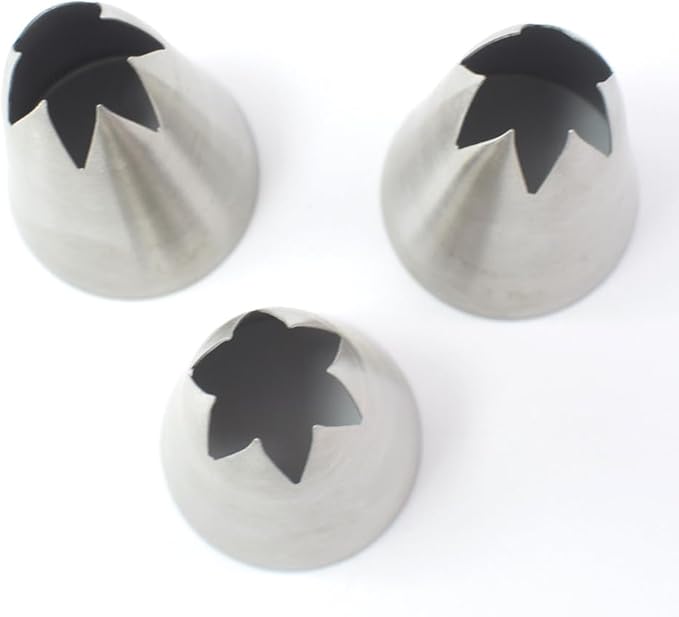Piping Tips, 1M 3Pcs Large Icing Piping Tips Stainless Steel Seamless Set for Cupcakes Cake Decoration and Baker