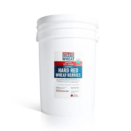 Yecora Rojo Hard Red Wheat Berries by Grand Teton Organic Wheat | Organic Hard Red Spring Wheat Berries for Baking Whole Grain Breads or Milling Into Flour | Non-GMO, (43 Pounds)