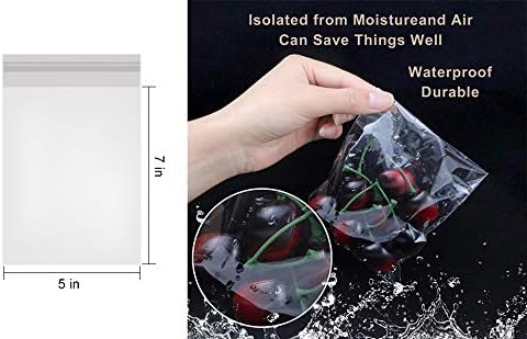 NEOACT 300 PCS 5"x7" Clear Resealable Cellophane Bags Good for Bakery, Candle, Soap, Cookie Poly Bags.