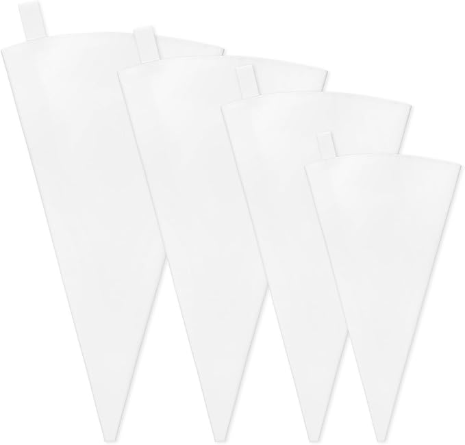 4PCS Reusable Piping Bag,White Cotton Pastry Bags Reusable, Hanging Big Pipings Bags, Used to Decorate Various Cake Cookies, Cream Puff, Ice Cream, Donut Filling, 4 Size