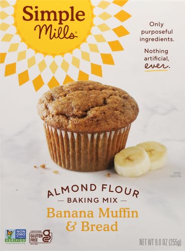 Simple Mills Almond Flour Baking Mix, Banana Muffin & Bread Mix - Gluten Free, Plant Based, Paleo Friendly, 9 Ounce (Pack of 2)