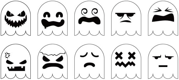 Cookie Cutter and Stencil Set Bundle Kit PYO Cookies Paint Your Own Diy Bakery Fondant Sugar Happy Birthday Wedding Baby Candle Kids Painting Coloring Pages Comb (Halloween Ghost Faces)