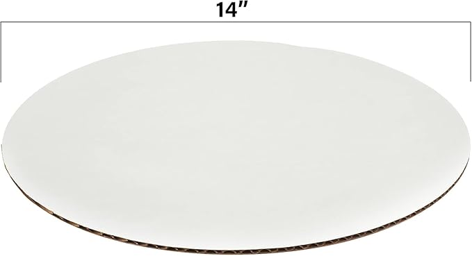 MT Products Corrugated White Cardboard Cake Board or Pizza Circle 14 inch - Sturdy Cake Base for Displaying Cakes, Bread and Desserts (Case of 250) - Made in The USA