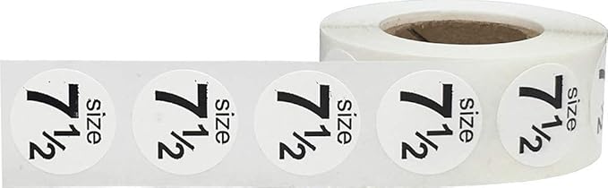 Shoe Size 7 1/2 White Stickers - 3/4 Inch Round, 500 Semi-Gloss Adhesive Labels Per Roll for Retail, Footwear Inventory, and Organization - Made in The USA