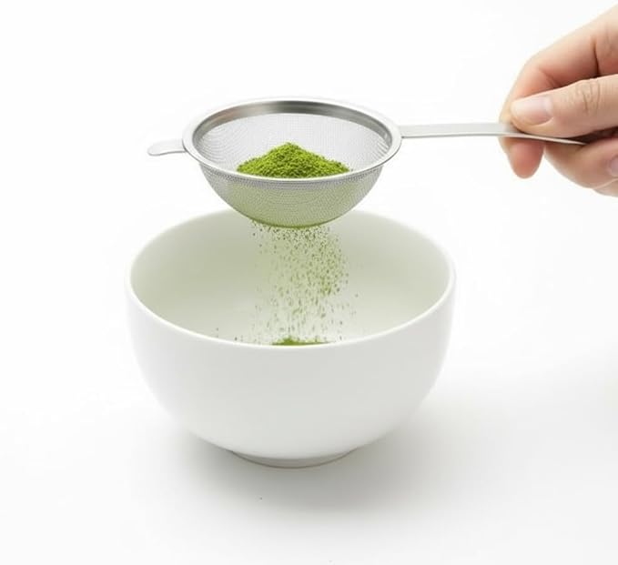 Japanese Double Fine Mesh Tea Sifter – Stainless Steel Tea Strainer with Hammered Texture Handle Kitchen Sieve, 6” (Length) × 3” (Width) × 1.3” (Height)
