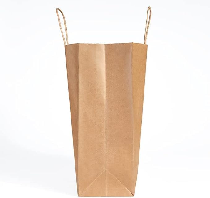 PAICUIKE 50Pcs Large Brown Paper Bags with Handles, 13x7x13 Inch Gift Bags for Business, Shopping, Party, Wedding & Birthday | Natural Brown Kraft Bags for Retail, Merchandise & Events