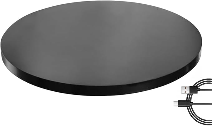 Fotoconic Black Electric Motorized Rotating Turntable Display Stand, 24 Inch / 60cm Diameter, 180 Lb Centric Loading for Shop Display